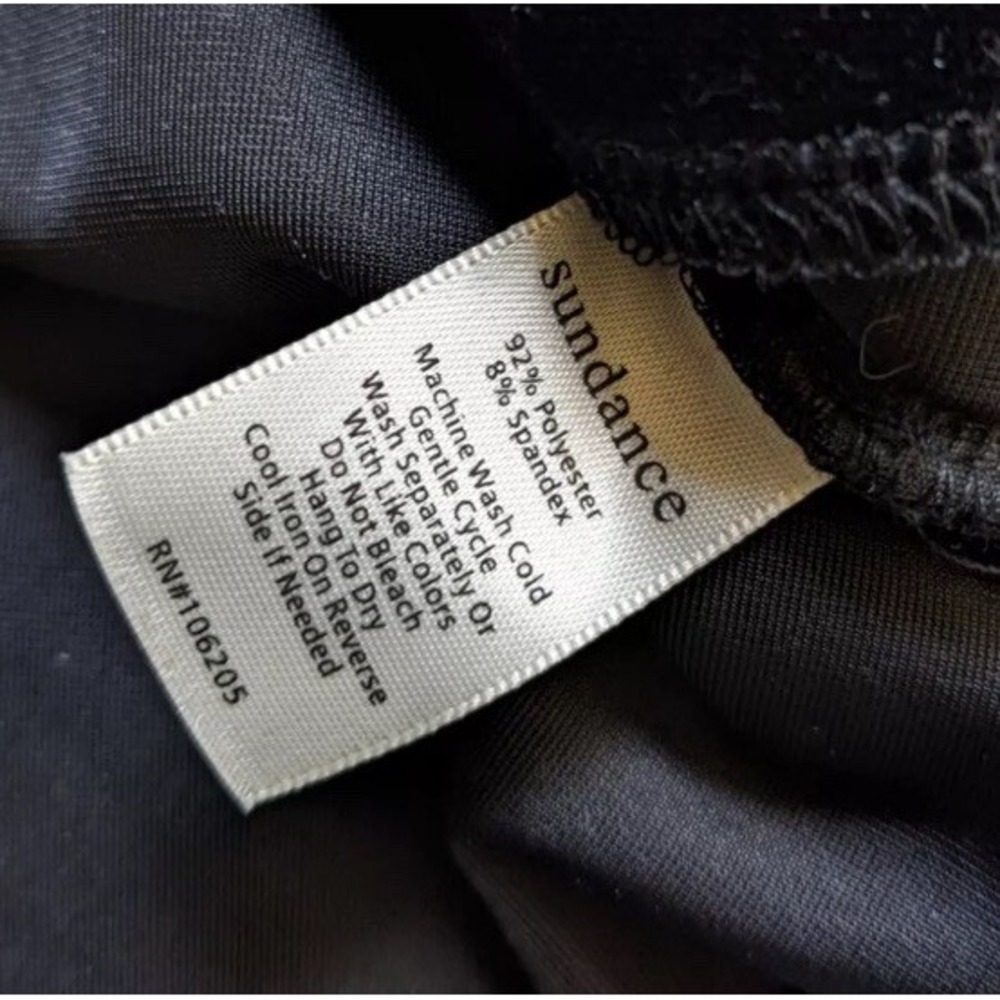 Sundance Black Velour Top L Faux Wrap Stretch Whimsigoth Boho Chic Classic - Picture 5 of 13